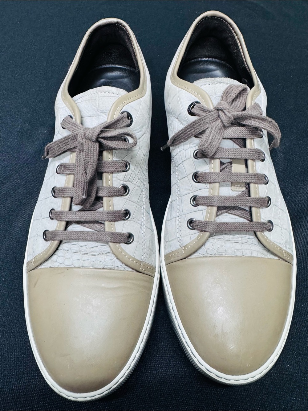 LANVIN Men's Low-Top Sneakers in Beige and Taupe